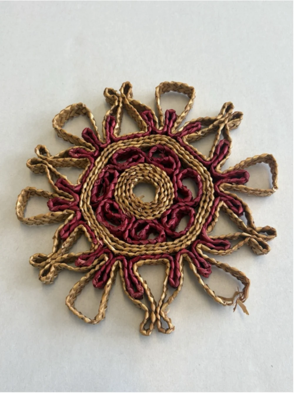 Lot of 3 VTG Wicker Straw Hot Pad Trivet Woven Rattan Raffia Wall Decor